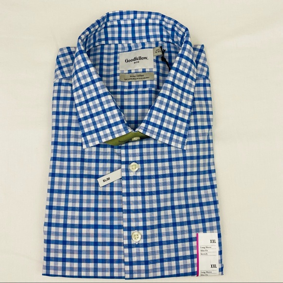 Mens Slim Fit Stretch L/S Button-Down Shirt 2XL - Picture 2 of 9